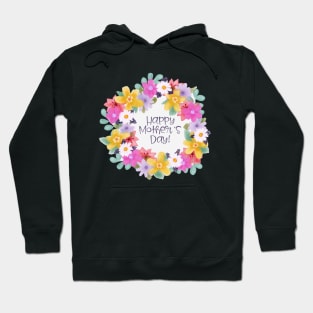 Happy Mother's Day Watercolor Floral Wreath by Cherie(c)2021 Hoodie